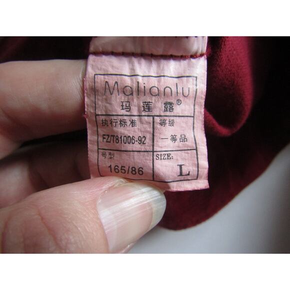 Malianlu Red Corduroy Jacket L Embroidered Roses Button Front Retro - Picture 5 of 6